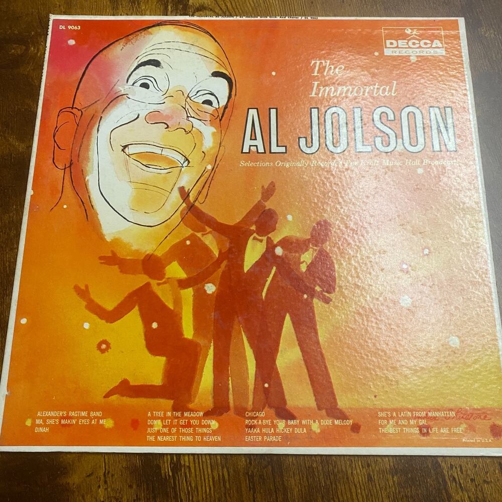 33 LP Vinyl Album Record "The Immortal Al Jolson" Decca Label 1958 DL9063